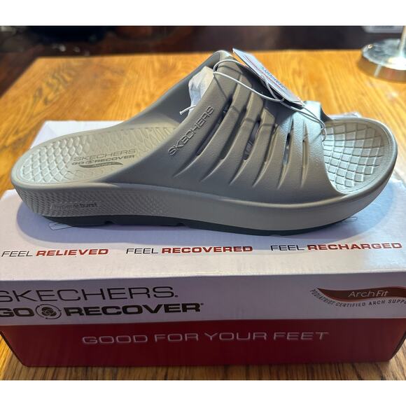 Brand New Skechers GO RECOVER Arch Fit Sandals - Grey - Picture 3 of 11